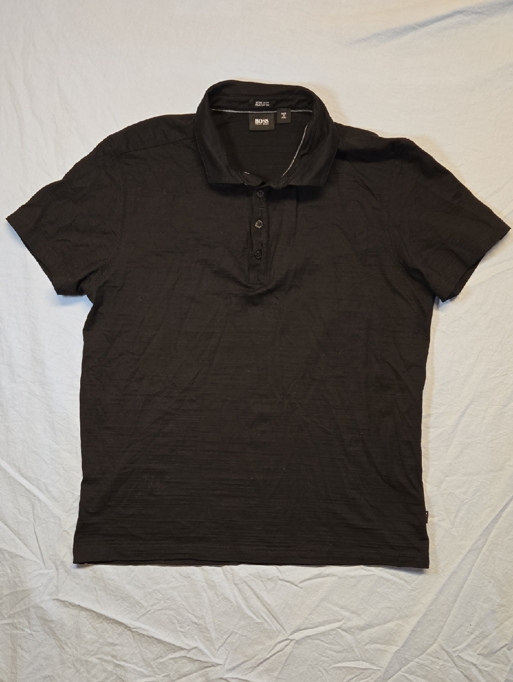 Hugo Boss Black Pima Cotton Short Sleeve Polo Shirt with Subtle Texture